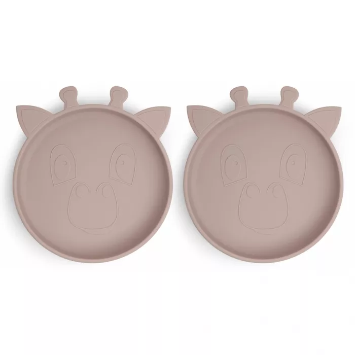 Set 2 farfurii din silicon Akila - Giraffe - Woodrose - Nuuroo