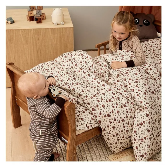 Pijama din bumbac organic pentru copii - Sara - Mixed Leaf - Nuuroo