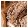 Lenjerie din bumbac organic pentru patut - 70 x 100 cm - Sand - Flower Bee - Nuuroo