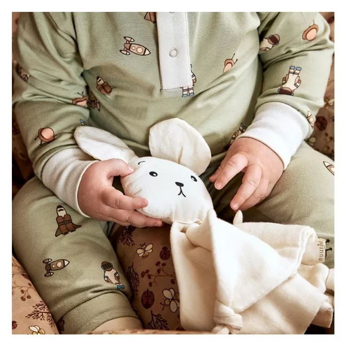 Pijama din bumbac organic pentru copii - Sara - Light green - Space - Nuuroo