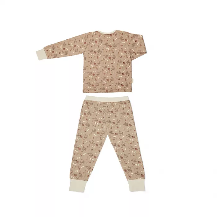 Pijama din bumbac organic pentru copii - Sara - Sand - Flower bee - Nuuroo