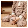 Pijama din bumbac organic pentru copii - Sara - Sand - Flower bee - Nuuroo