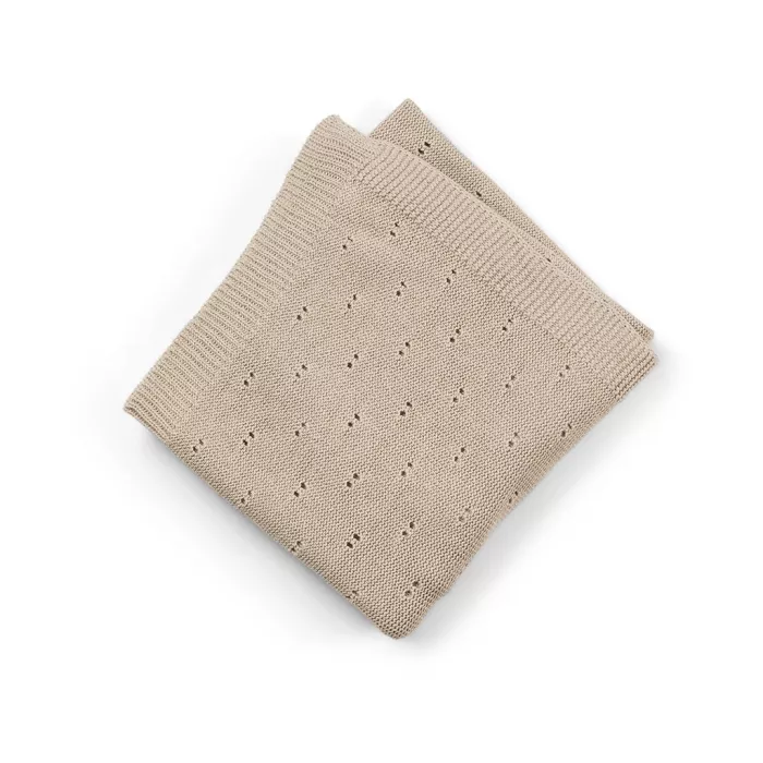 Patura din tricot de bumbac organic - 100 x 100 cm - Cobblestone - Nuuroo