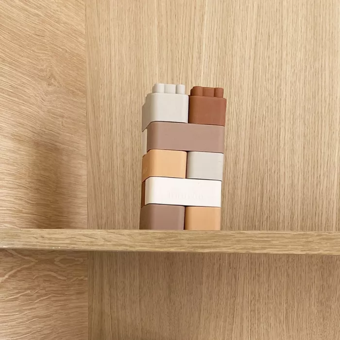 Set cuburi de constructie din silicon - Pile - Brown Color Mix - Nuuroo