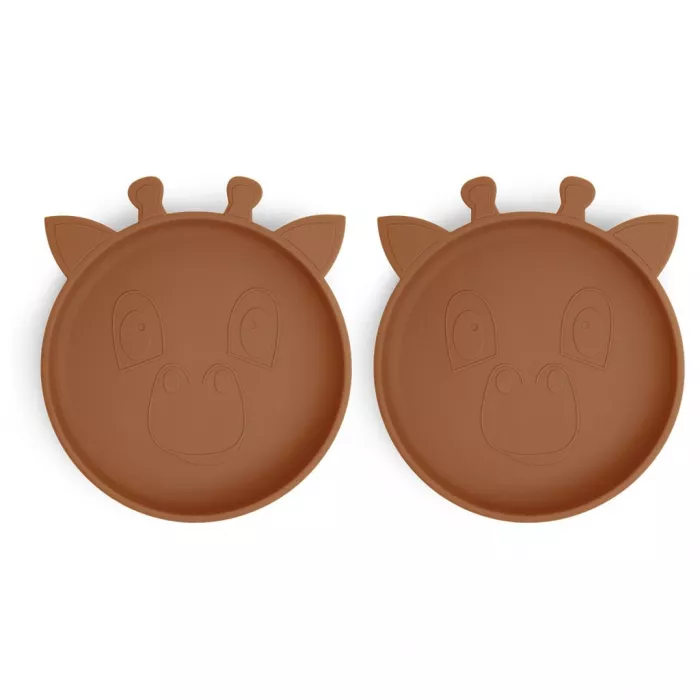 Set 2 farfurii din silicon Akila - Giraffe - Caramel Cafe - Nuuroo