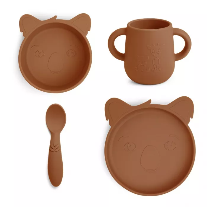 Set pentru masa copilului din silicon Likke - Koala - Caramel Cafe - Nuuroo