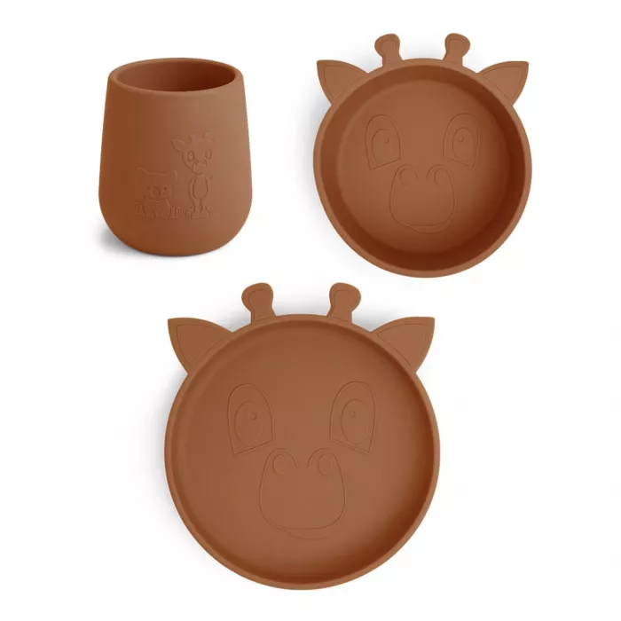 Set pentru masa copilului din silicon Judi - Giraffe - Caramel Cafe - Nuuroo