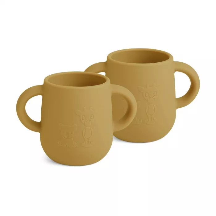 Set de 2 cani din silicon cu doua manere - Abiola - Dusty Yellow - Nuuroo Set de 2 cani din silicon cu doua manere - Abiola - Dusty Yellow - Nuuroo