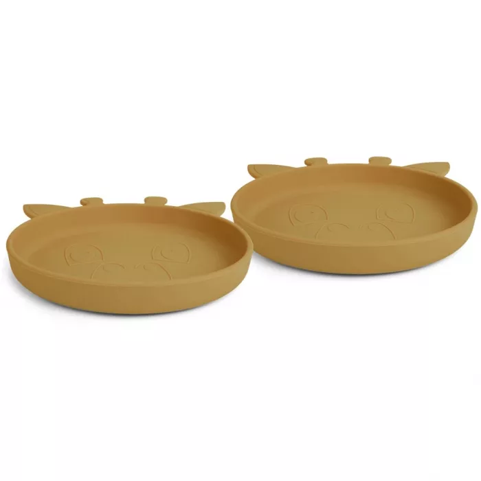 Set 2 farfurii din silicon Akila - Giraffe - Dusty Yellow - Nuuroo