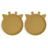Set 2 farfurii din silicon Akila - Giraffe - Dusty Yellow - Nuuroo