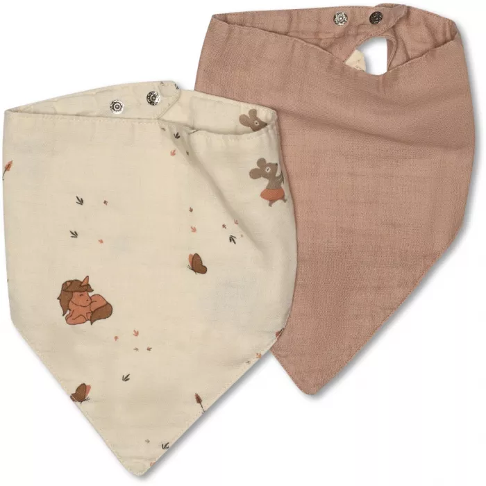 Baveta bandana din muselina de bumbac organic Villads - set 2 bucati - Unicorn/Rose Dust - Nuuroo