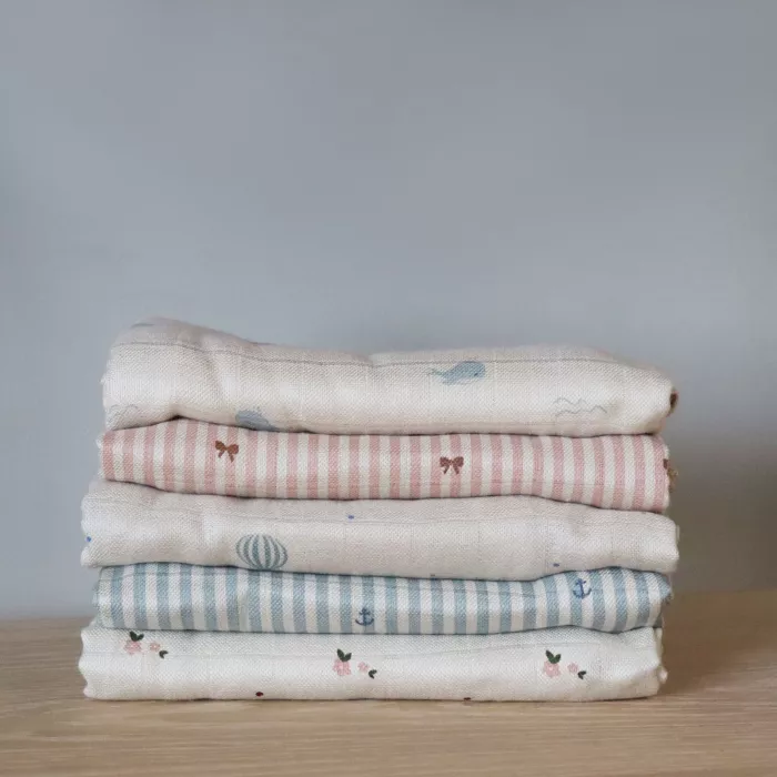 Muselina din bambus Josefine - set 2 bucati - Stripe anchor - Nuuroo