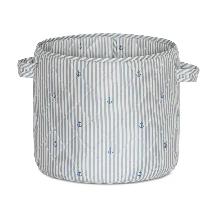 Cos de depozitare din bumbac organic Hunter mediu - Stripe Anchor - Nuuroo
