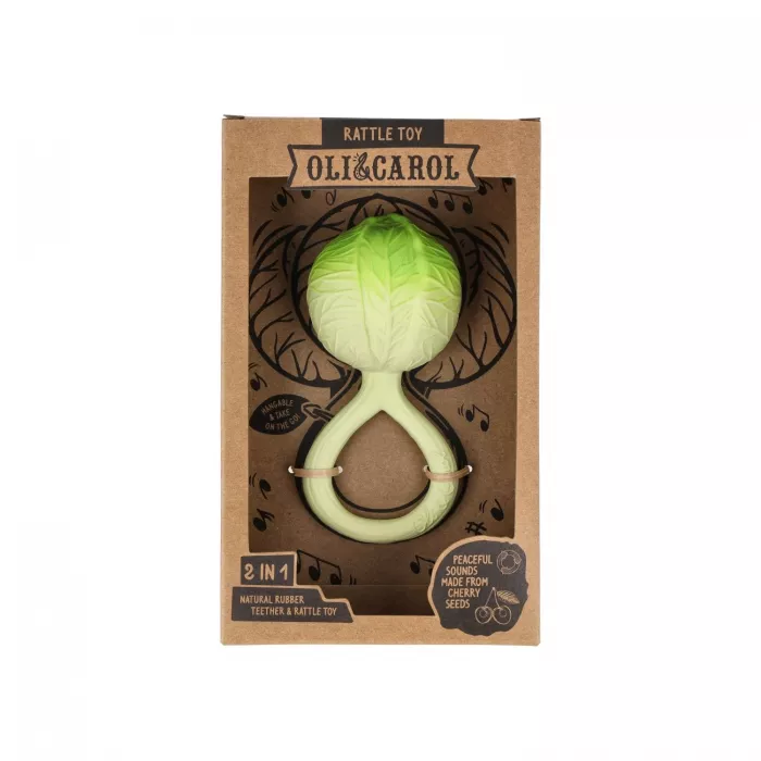 Zornaitoare si jucarie de dentitie Green Cabbage din cauciuc natural - Oli & Carol