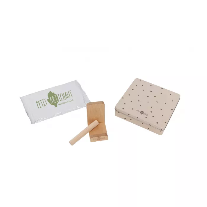 Cutie cu kit amprenta pentru bebelusi Square - PRETTY HEARTS - Petit Artichaut