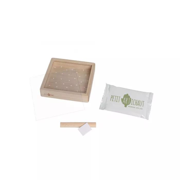 Rama din lemn cu Kit amprenta - PRINT BOX - PRETTY HEARTS - Petit Artichaut