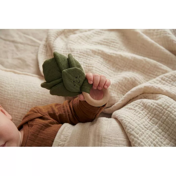 Set cadou cu kit amprentă și jucărie din bumbac organic pentru nou-născut - Petit Artichaut