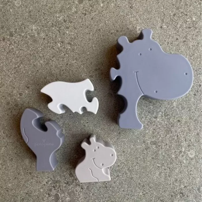 Puzzle din silicon Hippo - Alfie - Purple Mix - Petú Petú