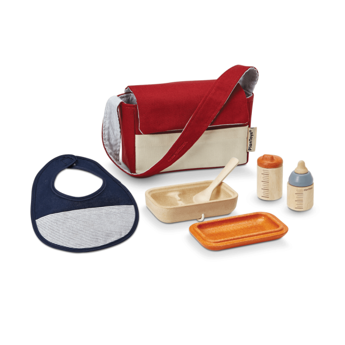 Set din lemn pentru hranirea papusilor - Plan Toys Set din lemn pentru hranirea papusilor - Plan Toys