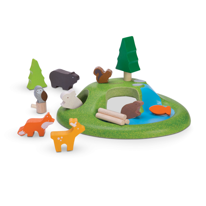Jucarie din lemn de rol - Set cu animalute de padure - Plan Toys Jucarie din lemn de rol - Set cu animalute de padure - Plan Toys