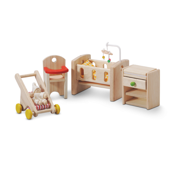 Accesorii din lemn pentru casute de papusi - Camera bebelusului - Plan Toys Accesorii din lemn pentru casute de papusi - Camera bebelusului - Plan Toys