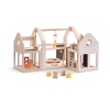 Casuta din lemn pentru papusi portabila - cu mobilier inclus - Plan Toys Casuta din lemn pentru papusi portabila - cu mobilier inclus - Plan Toys