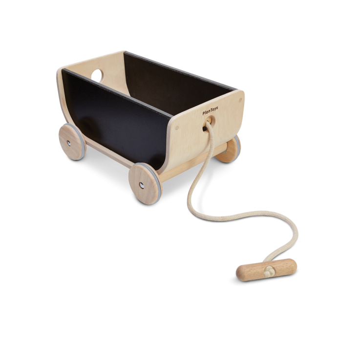 Carucior din lemn cu depozitare - Negru- Plan Toys Carucior din lemn cu depozitare - Negru- Plan Toys