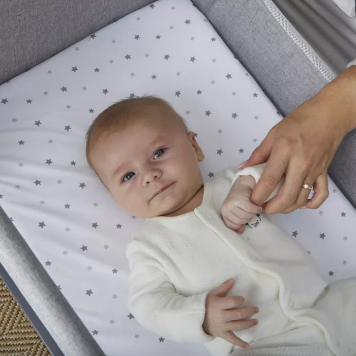 Patut co-sleeping reglabil pe inaltime cu saltea pentru bebelusi - Air Lite - Grey - Shnuggle