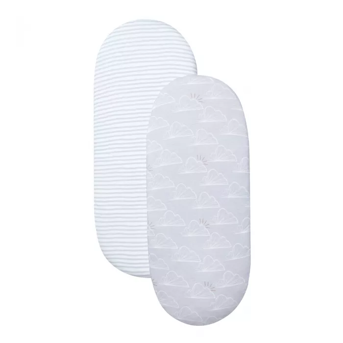 Lenjerie pentru patut portabil 2 bucati- Grey - Shnuggle Lenjerie pentru patut portabil 2 bucati- Grey - Shnuggle