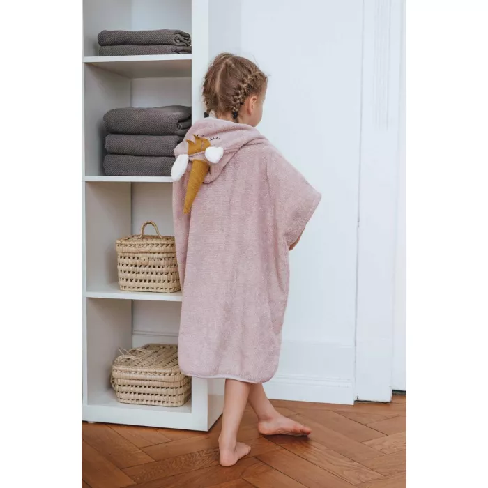 Poncho pentru baie din bumbac organic - unicorn roz - KIKADU TRULY ORGANIC