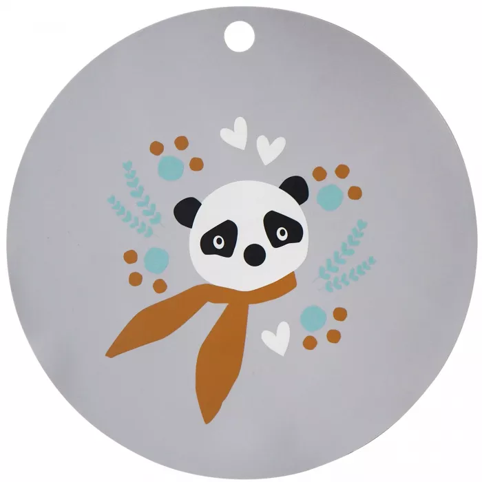 Suport din silicon pentru farfurii - Panda Silver Grey - Kikadu Truly Organic