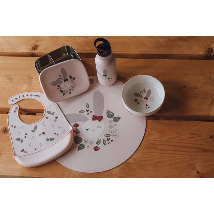 Baveta din silicon - Rabbit Rose - Kikadu Truly Organic