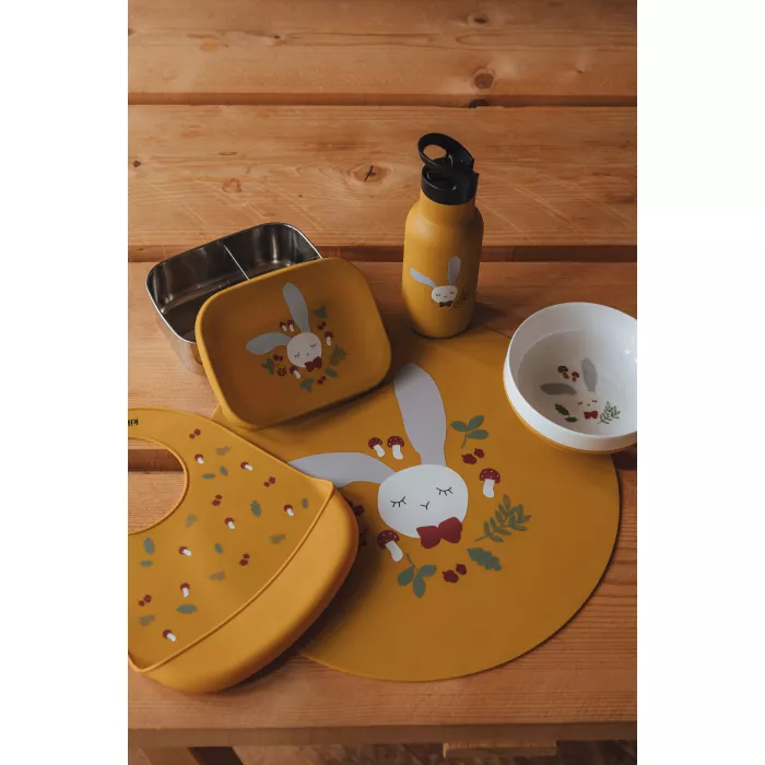 Bol din portelan pentru masa copilului - Rabbit Mustard - Kikadu Truly Organic