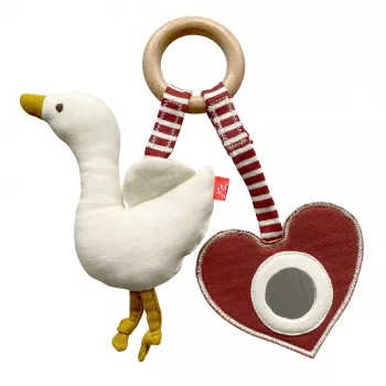 Jucarie zornaitoare din bumbac organic cu inel de dentitie din lemn - Goose - Kikadu Truly Organic Jucarie zornaitoare din bumbac organic cu inel de dentitie din lemn - Goose - Kikadu Truly Organic