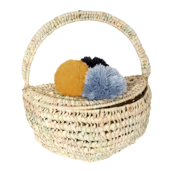 Cos decorativ din frunze de palmier - albastru - KIKADU TRULY ORGANIC Cos decorativ din frunze de palmier - albastru - KIKADU TRULY ORGANIC