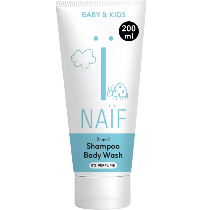 Sampon gel dus 2in1 fara parfum bebelusi copii 200ml Naïf | Câte-n Lună și-n Stele