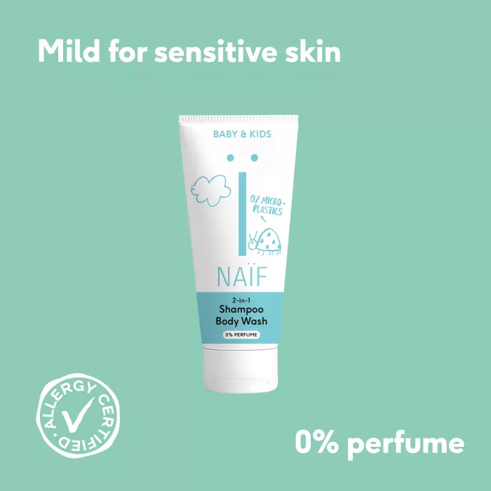 Sampon gel dus 2in1 fara parfum bebelusi copii 200ml Naïf | Câte-n Lună și-n Stele