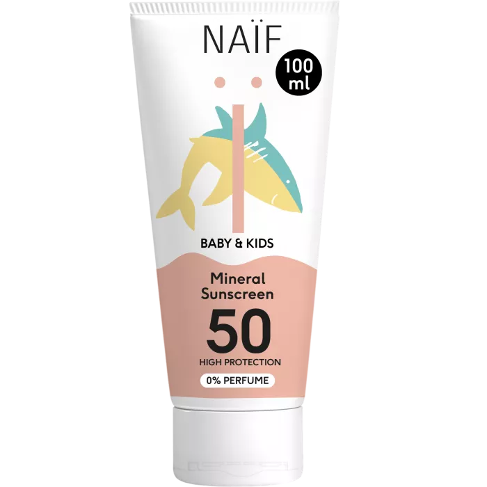 Crema minerala cu protectie solara SPF 50 fara parfum - Bebelusi si copii - 100 ml - Naïf